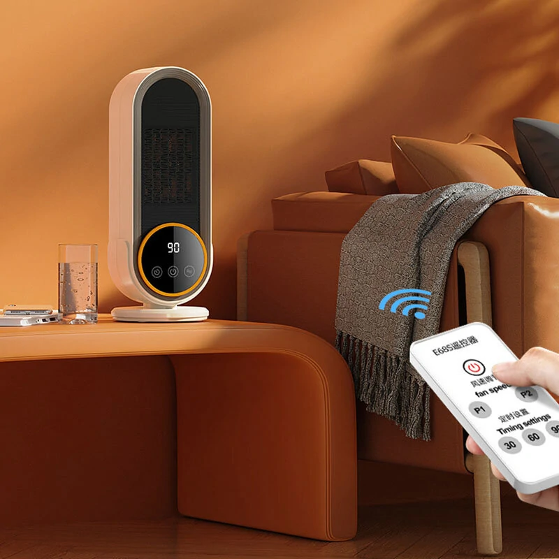 (image for) 1200W Remote Control Electric Heater Portable with LED Disaplay Desktop Fan Heater Ceramic Heating Warm Air Blower Home Office Warmer Machine for Winter